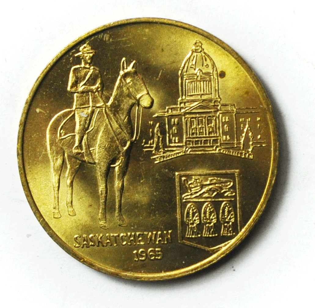 1965 Saskatchewan Canada Diamond Jubilee Token 30mm Medal