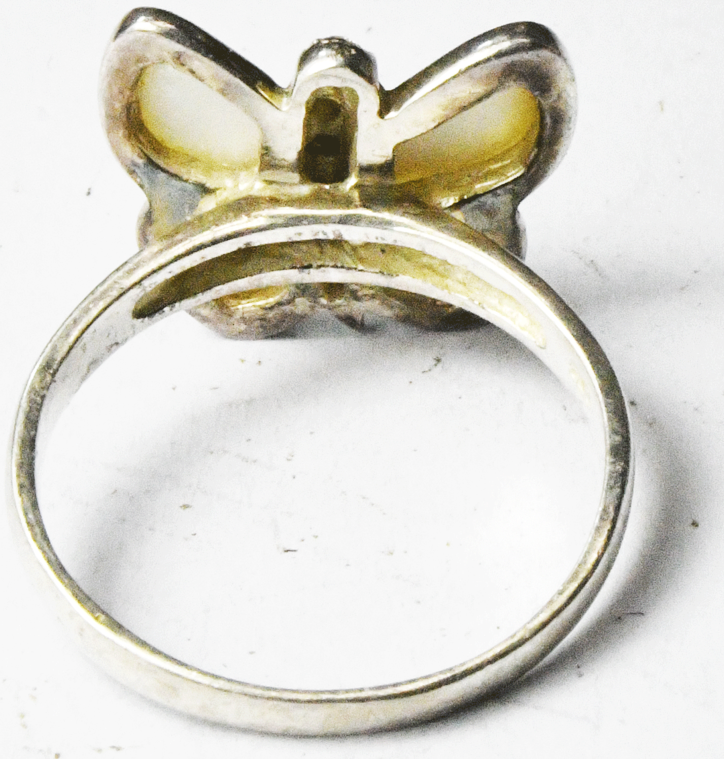 Sterling Silver MOP Wing CZ Butterfly 14mm Ring Size 9-1/4