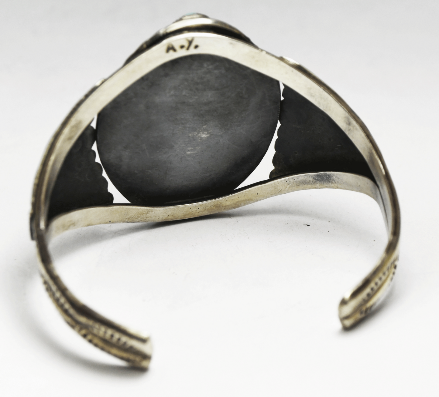 Sterling A.Y. Turquoise Coral Textured Hooded Cuff Bracelet 49mm 7" Wrist