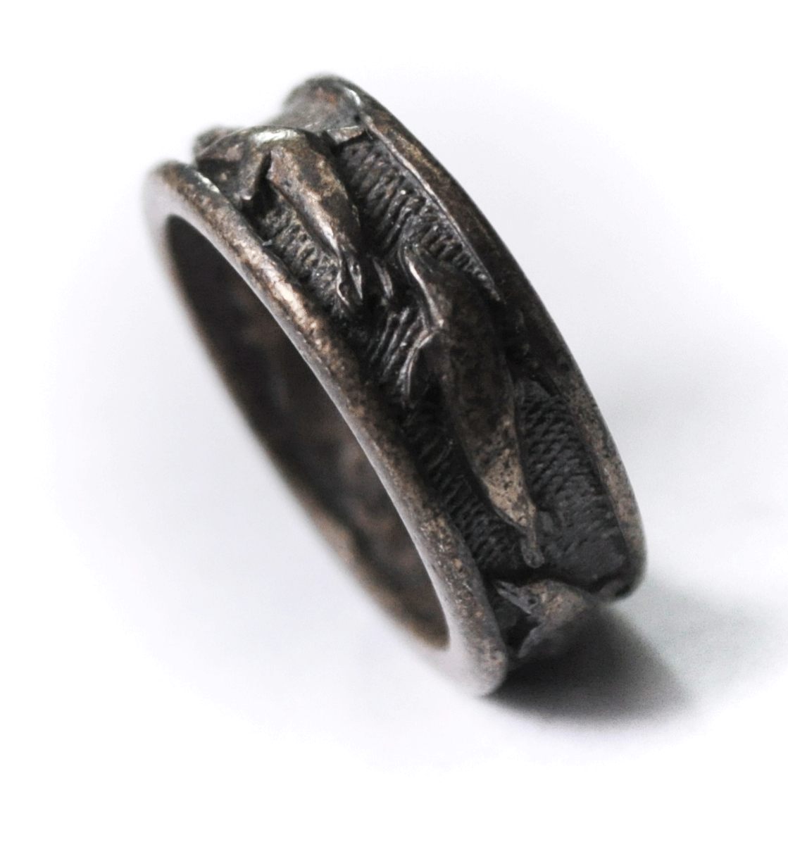 Vintage Sterling Silver Silver Cloud Dolphin Eternity Band 7mm Size 5-3/4