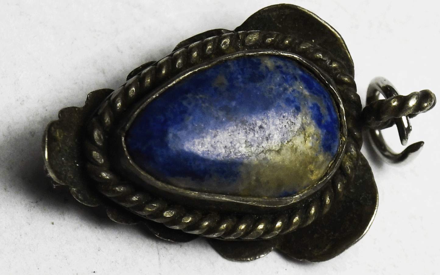 Sterling Silver Blue Sodalite Reversible Leaf Pendant Charm 25mm x 16mm