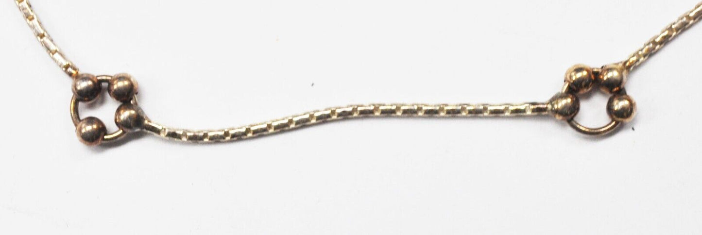 Sterling Silver Box Chain Small Bead 7mm Hoop 16" Necklace