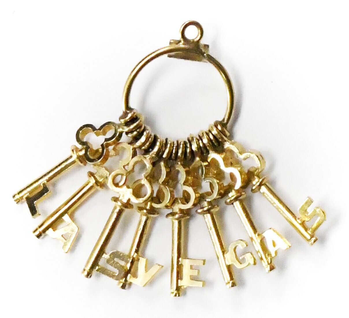 14k Yellow Gold Las Vegas 8 Eight Key Letter Charm 32mm