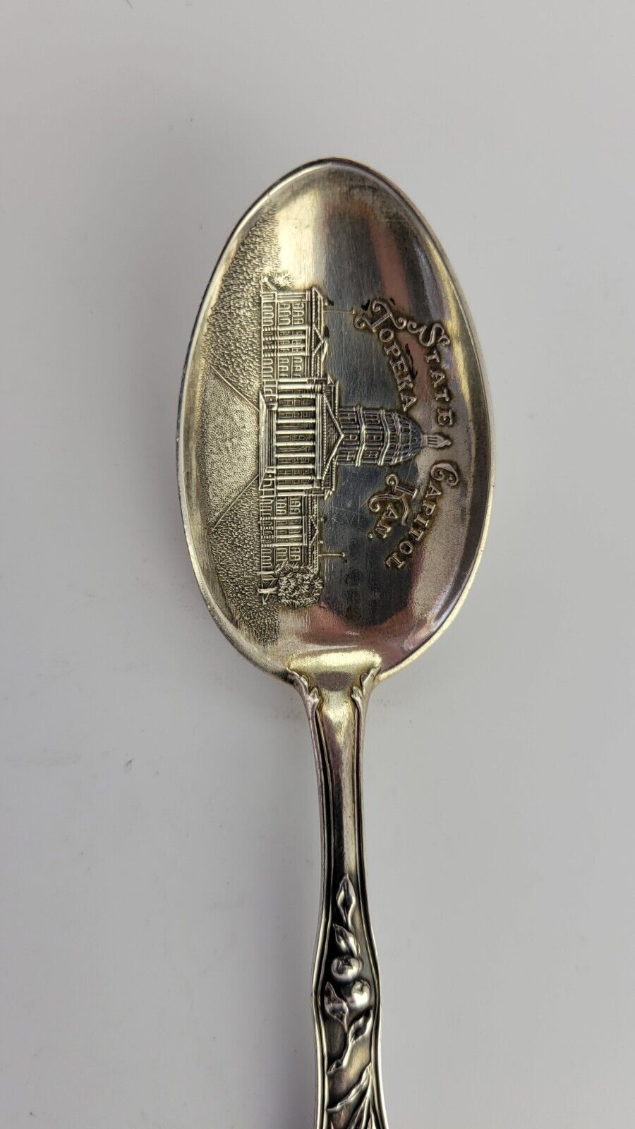 Capital Building Topeka Kansas Sterling 5 3/8" Souvenir Spoon by Mechanics .69oz