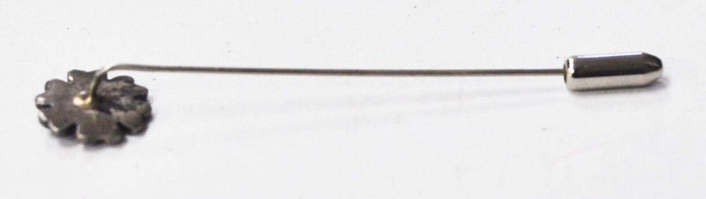 Silver Plated 13mm Chip Enamel Turquoise Coral 7 Heart Pinwheel Stick Pin 2-3/4"