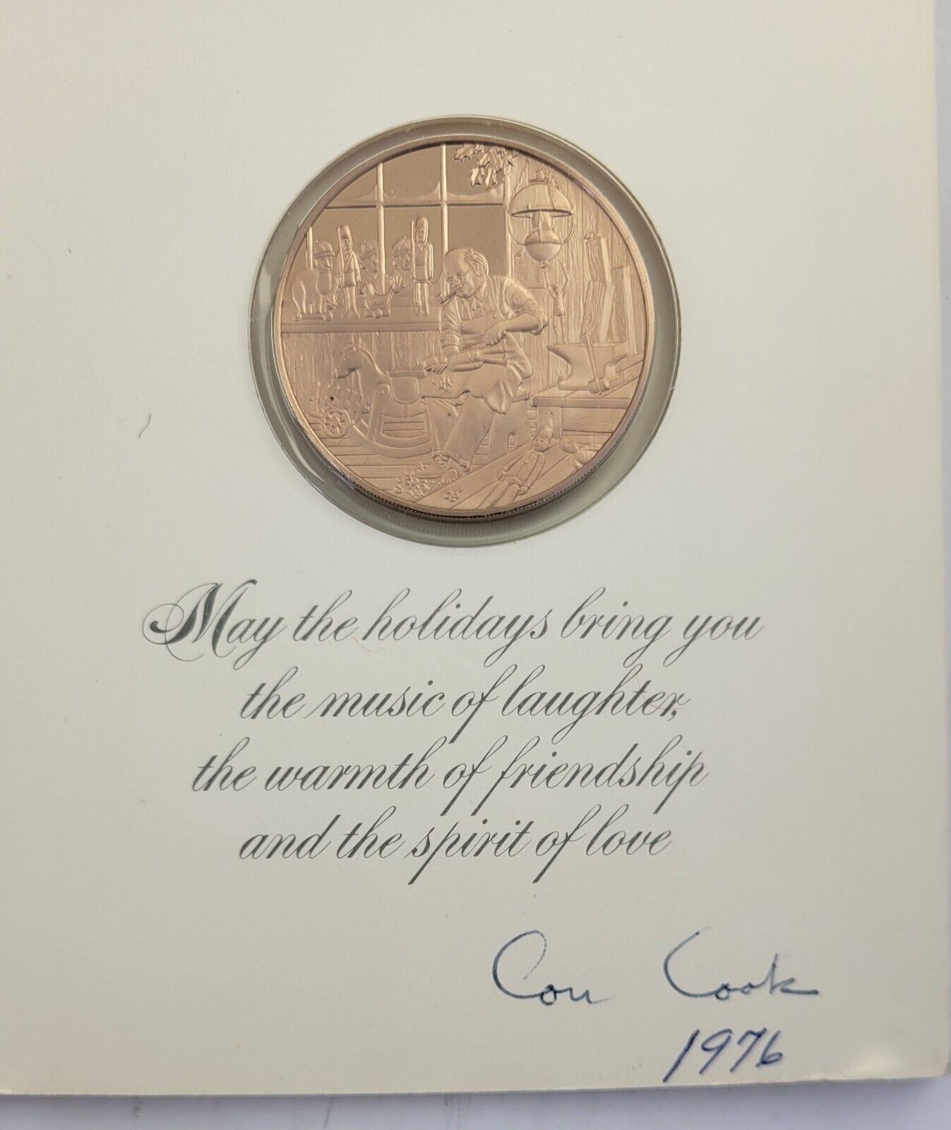 Vintage 1976 Franklin Mint Christmas Holiday Card Coin The First Christmas