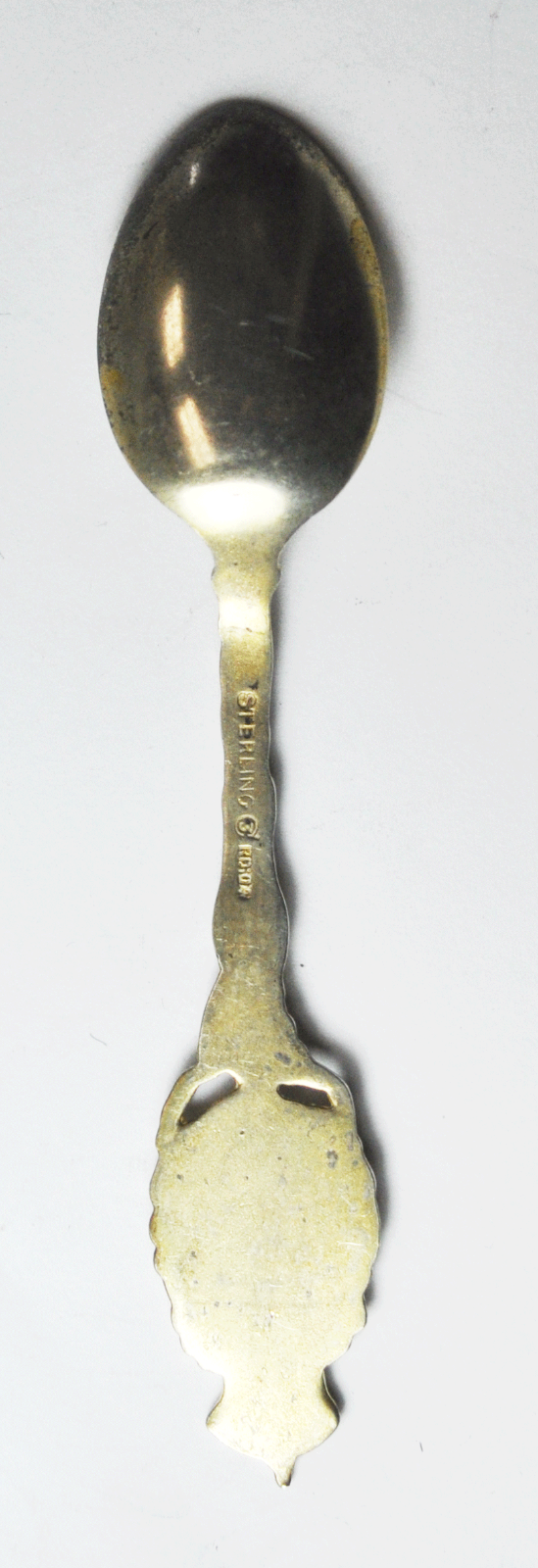 Sterling Vegreville Alberta Main Street Souvenir Spoon Enamel Gold Wash 4"