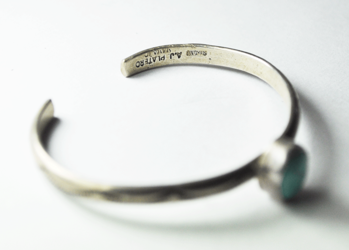 Sterling Silver Turquoise AJ Platero 11mm Bar Cuff Bracelet 5-1/4"