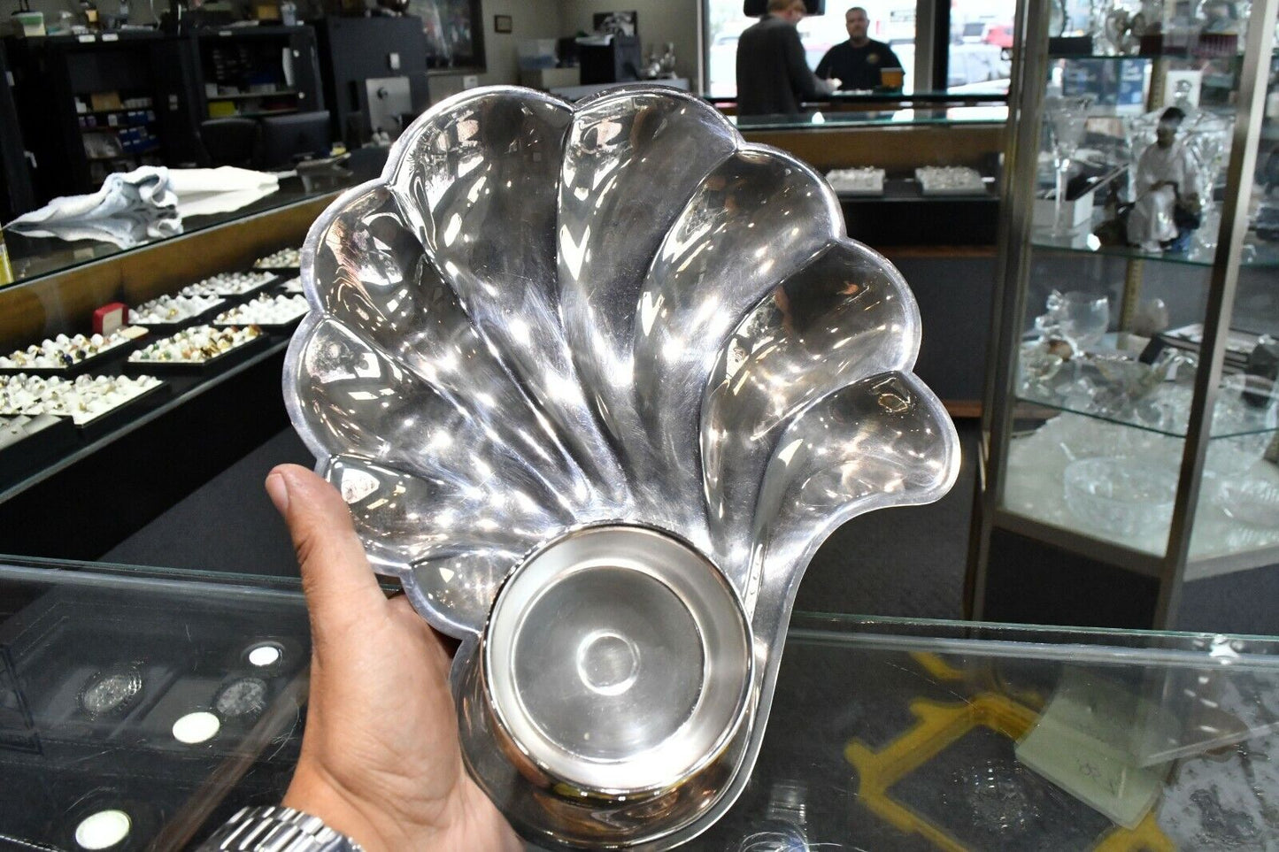 Silver Plated Appetizer Chips & Dip Cocktail Dish w/Glass Insert 11 1/4" Platter