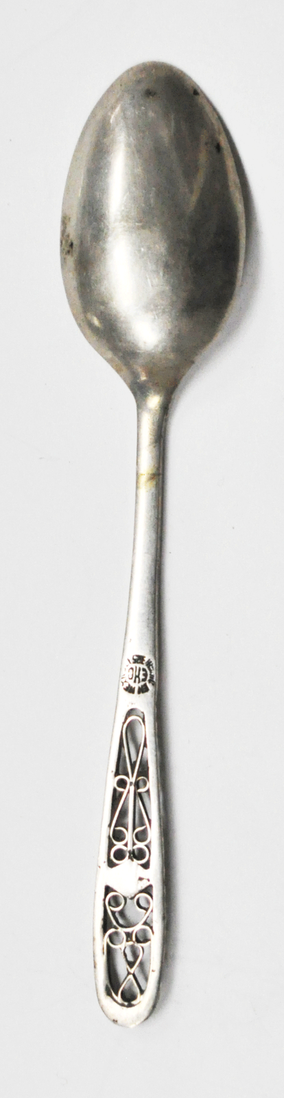 Sterling Silver EHC Mexico Scroll Cutout Hand Made Tea Spoon 5-3/8"