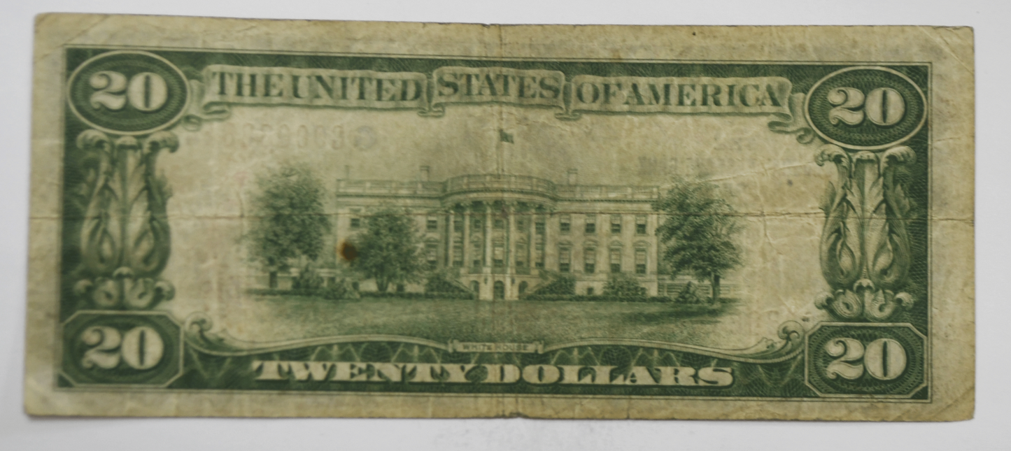 1929 $20 FRBN Federal Reserve Bank Note Chicago G00088844A Fancy Serial