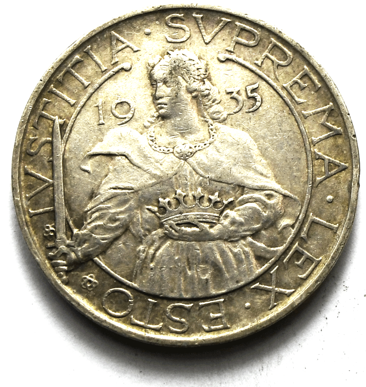 1935 San Marino 10 Ten Lire Silver Coin KM# 10 Only 30,000 Minted