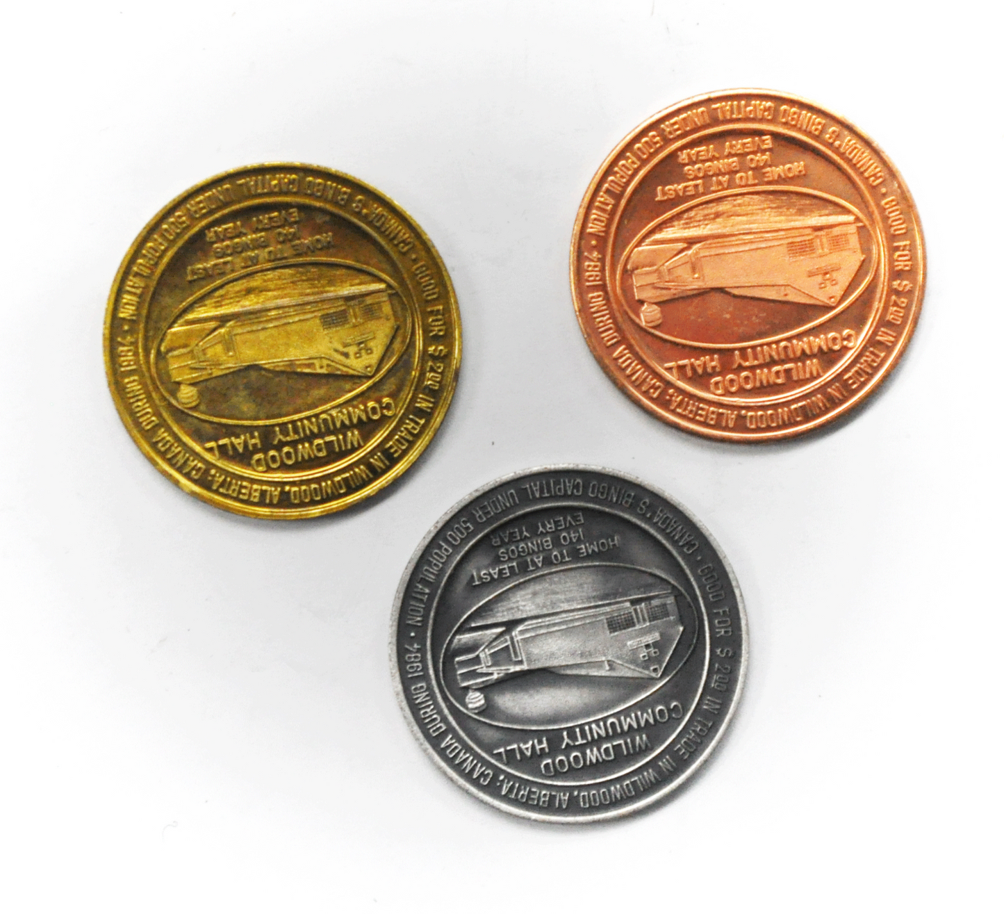 1984 Canada $2 Trade Token 39mm Merry Christmas Bells Wildwood Community Hall