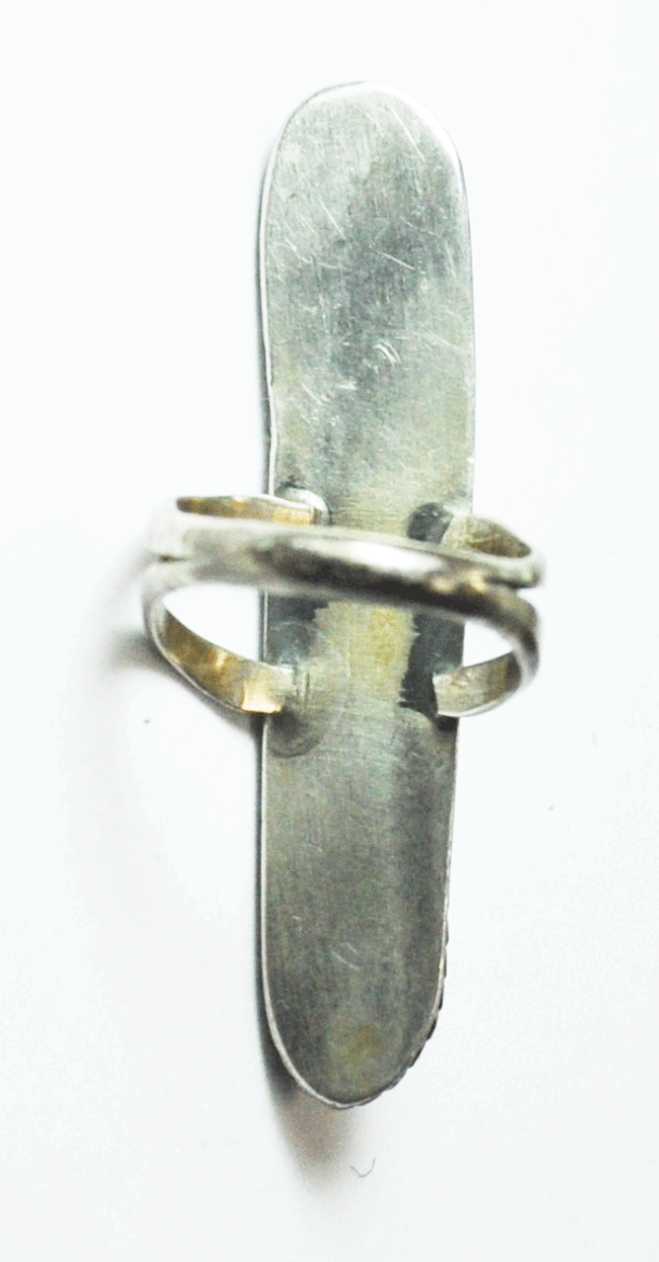 Sterling Silver Four Turquoise Elongated Pea Pod Ring 55mm Size 8