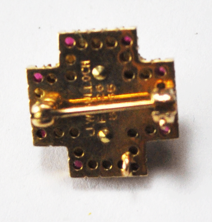 Antique 14k Gold Emerald Sigma Pi Brooch Pin Charm Pendant Pearl Ruby 15mm
