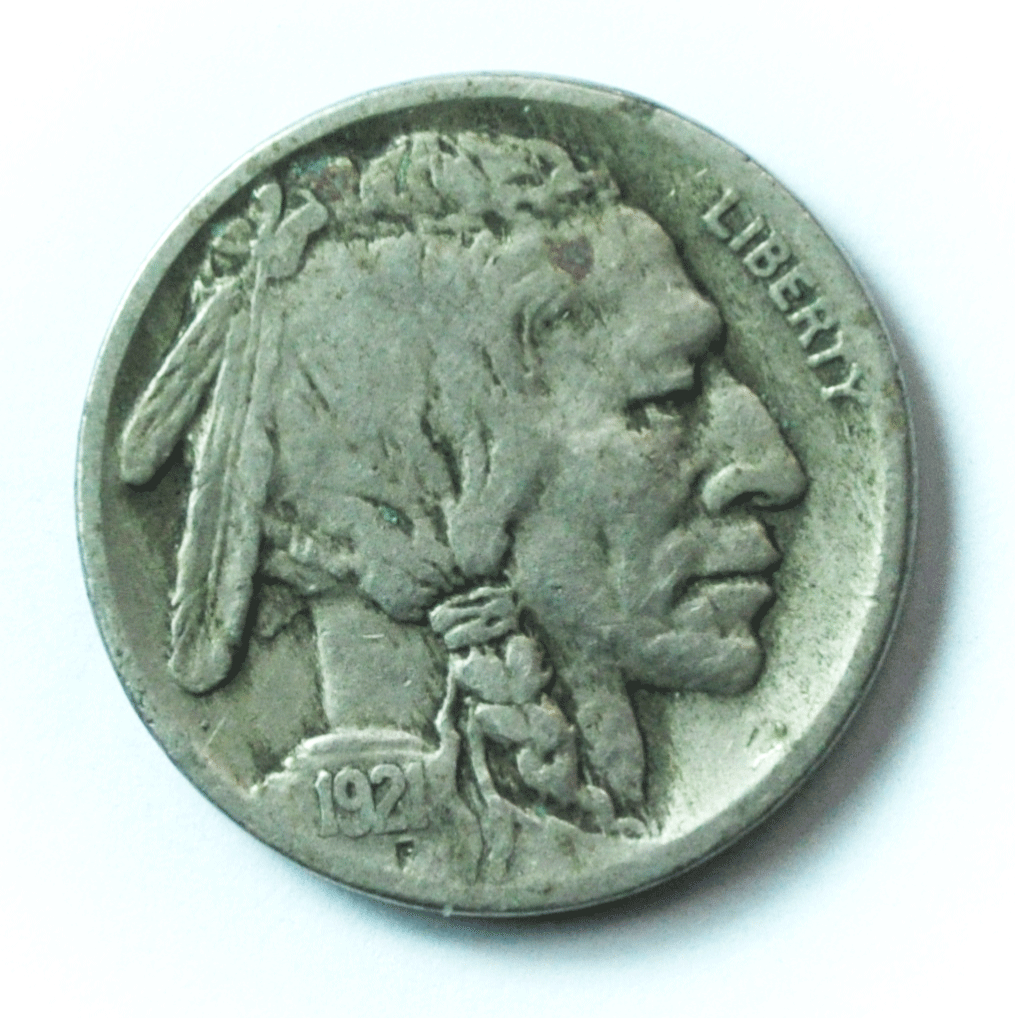 1921 S 5c Buffalo Nickel Five Cents US San Francisco Rare VF