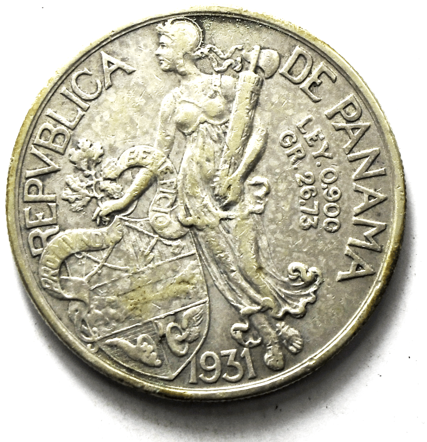 1931 Panama 1 Balboa Silver Coin KM# 13