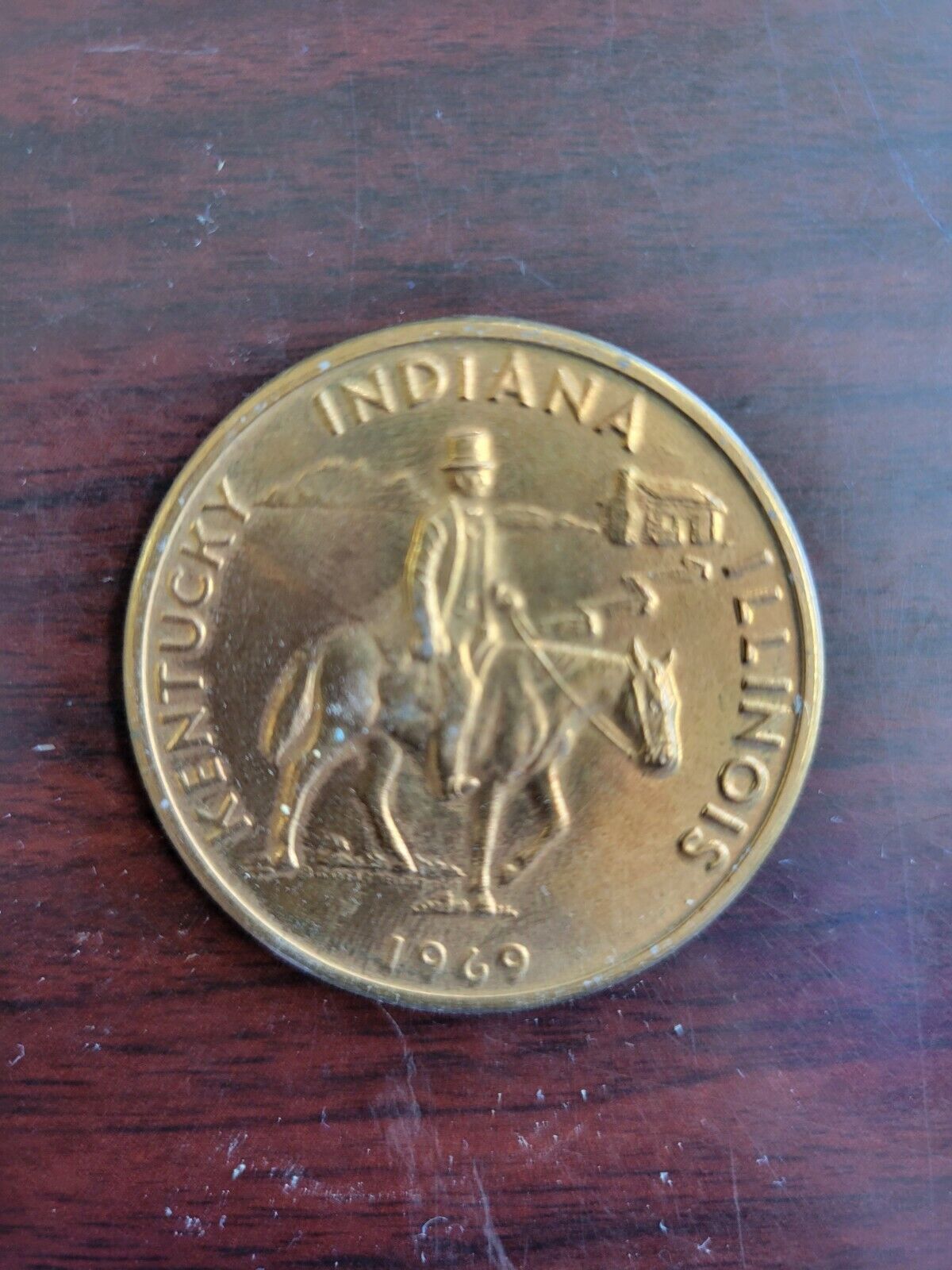 1969 "LINCOLN HERITAGE TRAIL" Choice MEDAL Marked HIGHWAY TRAIL Through 3 STATES