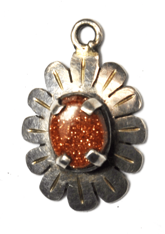 Sterling Silver FC Nala Guadalupa Orange Gold Stone Pendant Charm 24" x 16"