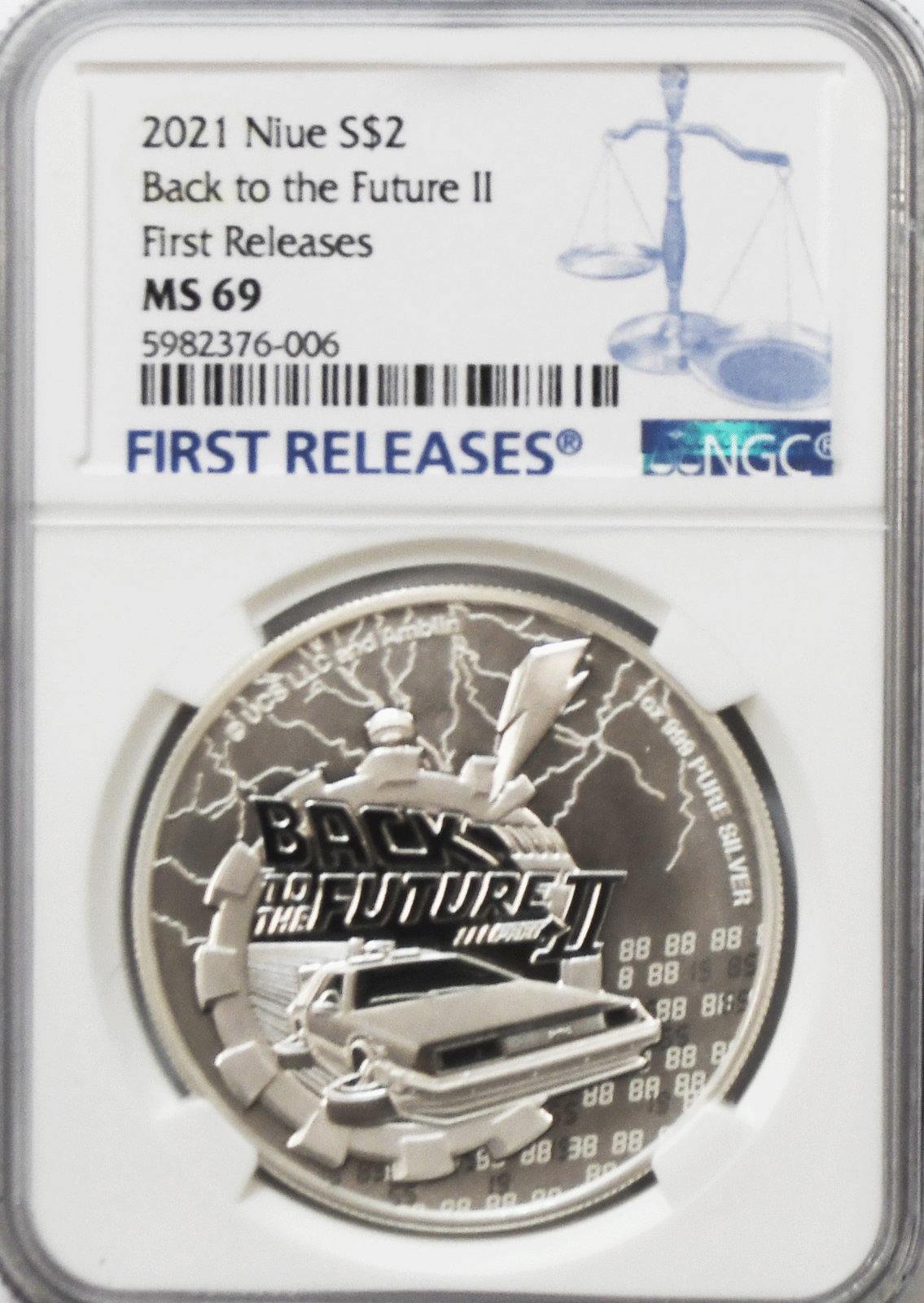 2021 $2 Niue Back to the Future II First Release Silver .999 Ounce NGC Delorean