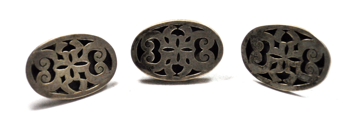 3- Sterling Silver Espinosa Large Scroll Filigree Oval Cufflinks 22mm x 31mm
