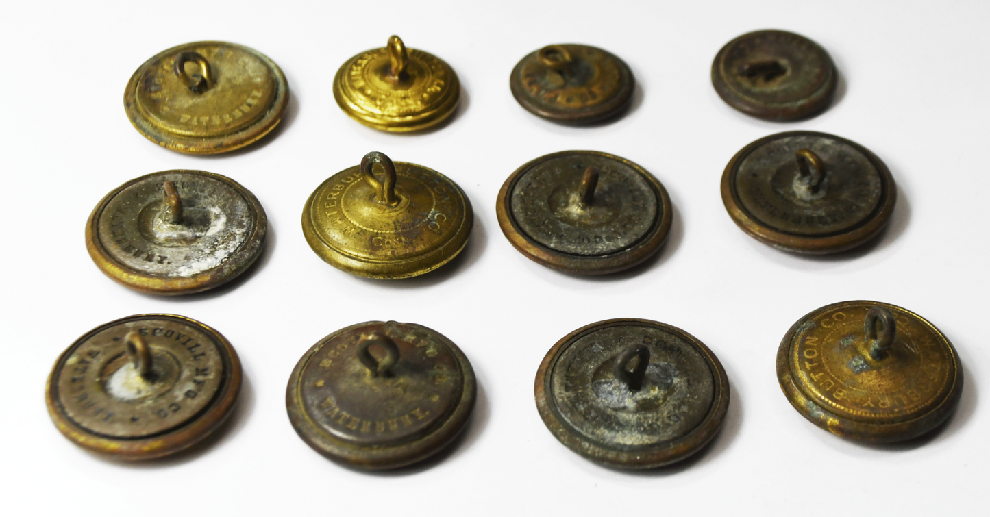 12 Vintage Scovill Waterbury US Great Seal Eagle Uniform Button