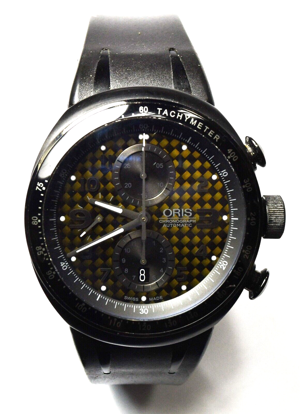 Men's Oris 7611 Checkerboard Dial Titanium Chronograph Skeleton 45mm Wristwatch