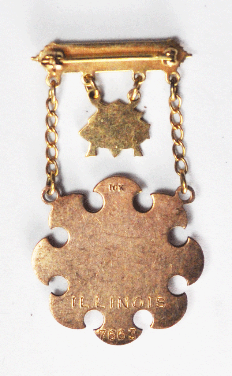 10k Gold Odd Fellows Daughters of Rebekah Brooch Pin 22mm x 38mm Illinois 15