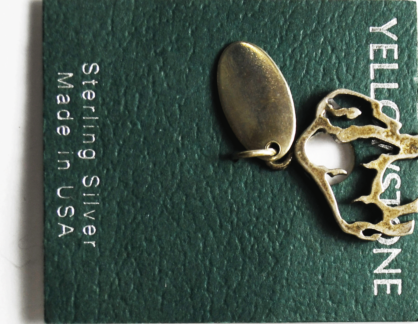 Sterling Sunwest Yellowstone Park Bison Buffalo Outline Carded Charm 18mm x 20mm