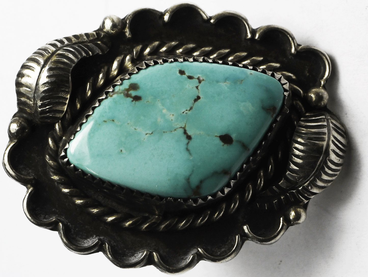 Vintage Sterling Silver Diamond Turquoise Large Statement Ring 43mm Size 10