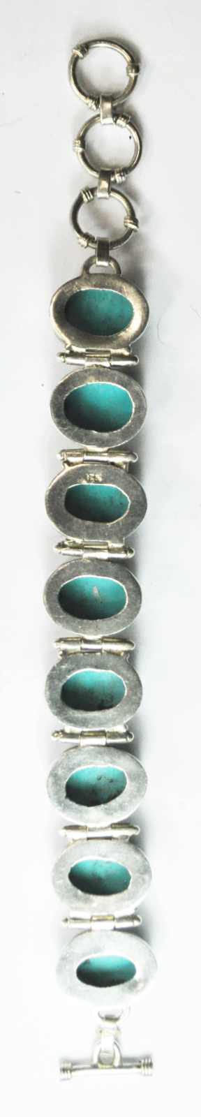 Sterling Blue Hematite 23mm Oval Link Bracelet 9" Toggle Bracelet 59.8g