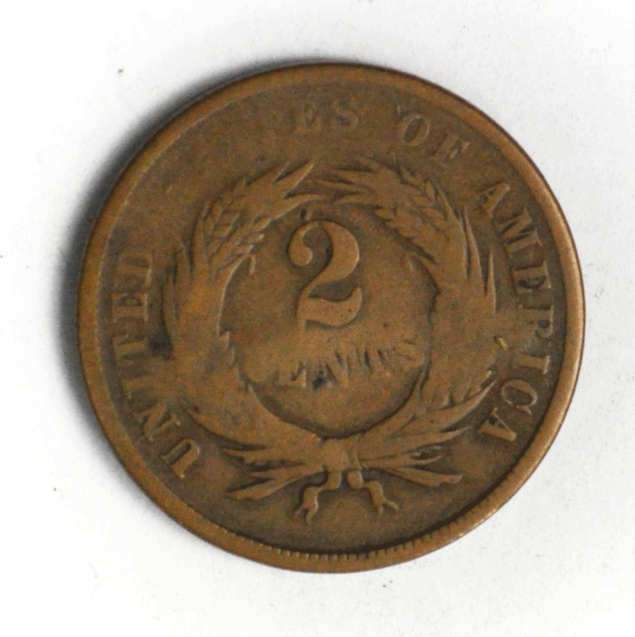 Dateless 2c Two Cent Piece US Coin G Heynhold Counter Stamp