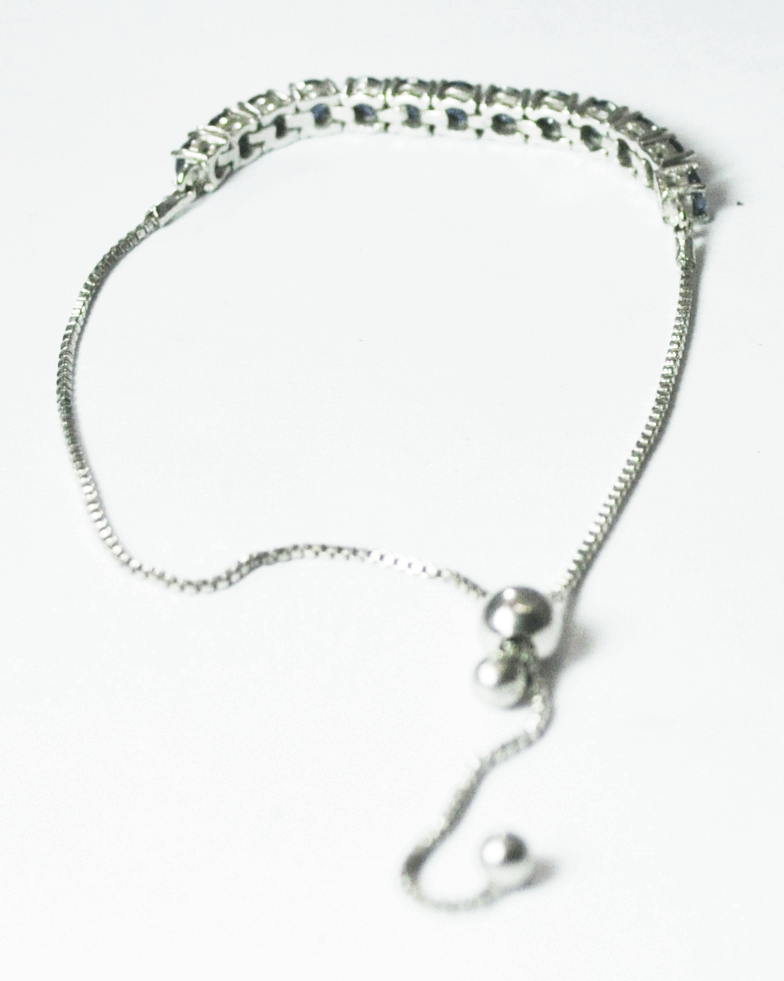 Silver Tone IBB CN 13 Blue CZ Tennis Bolo Bracelet 4mm Wide