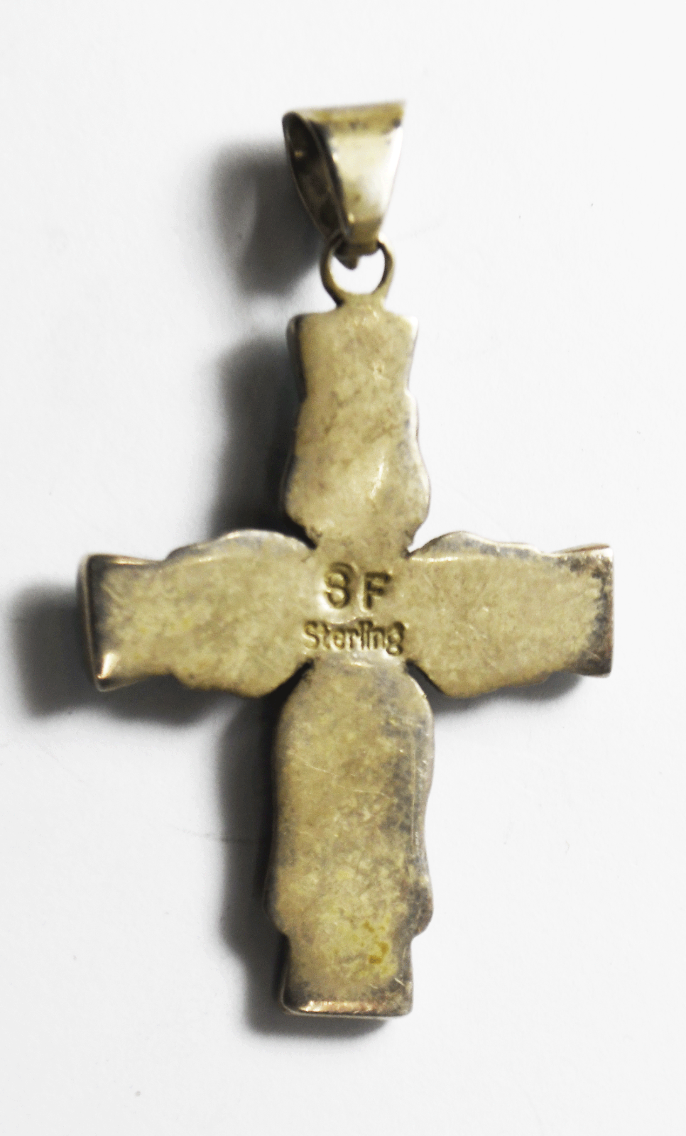 Sterling Silver Steve Francisco Turquoise Cross Pendant 52mm x 31mm