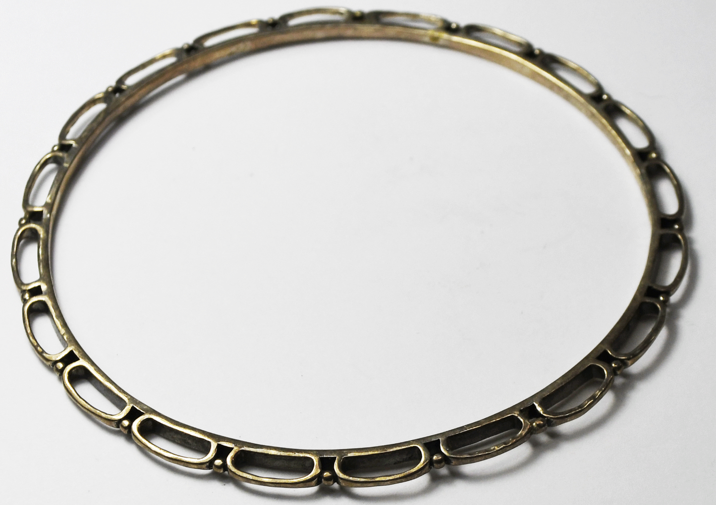 Sterling Silver Silpada Extra Large Bangle Hoop Dot Edge Bracelet 5mm