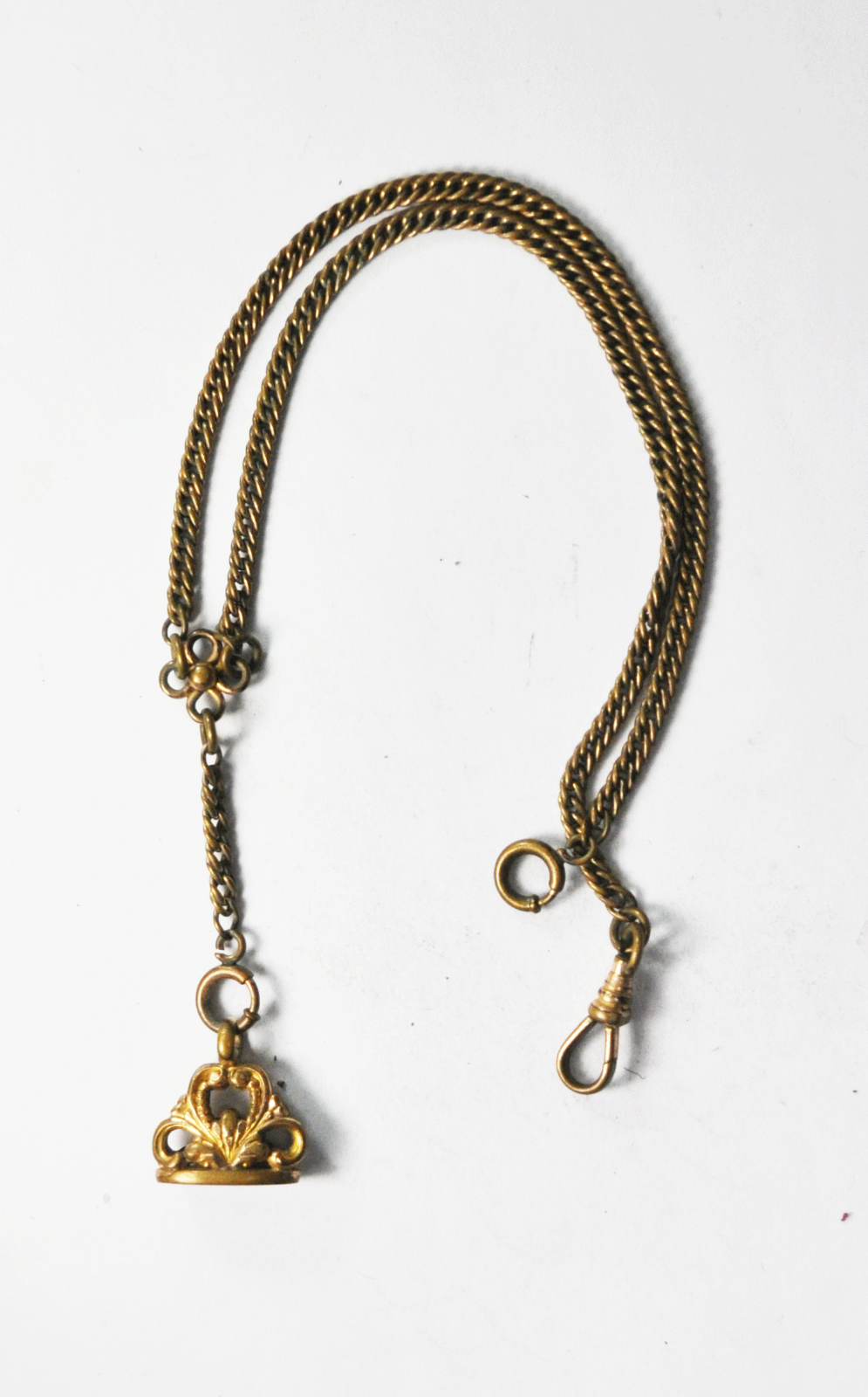 Vintage Gold Filled 2.5mm Pocket Watch 15.5" Chain Victorian Fob 20mm