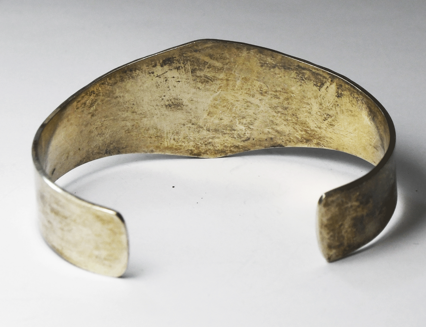 Sterling Silver Tapered Etched Stars Stripes Cuff Bracelet 24mm 6-3/4" Wrist 25g