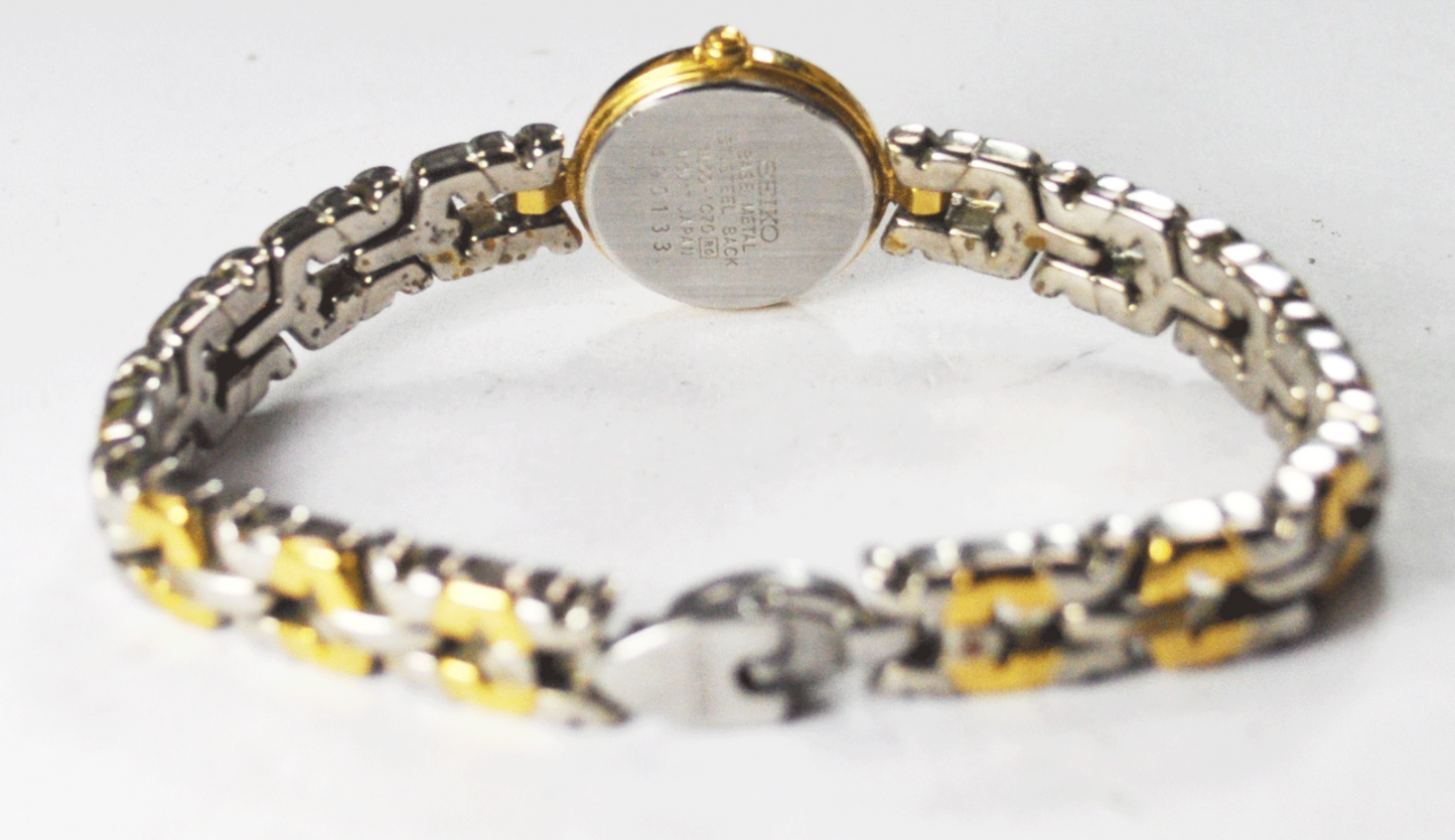 Women's Seiko Two Tone Quartz 1N00 1C70 Wristwatch 20mm Fancy Clasp