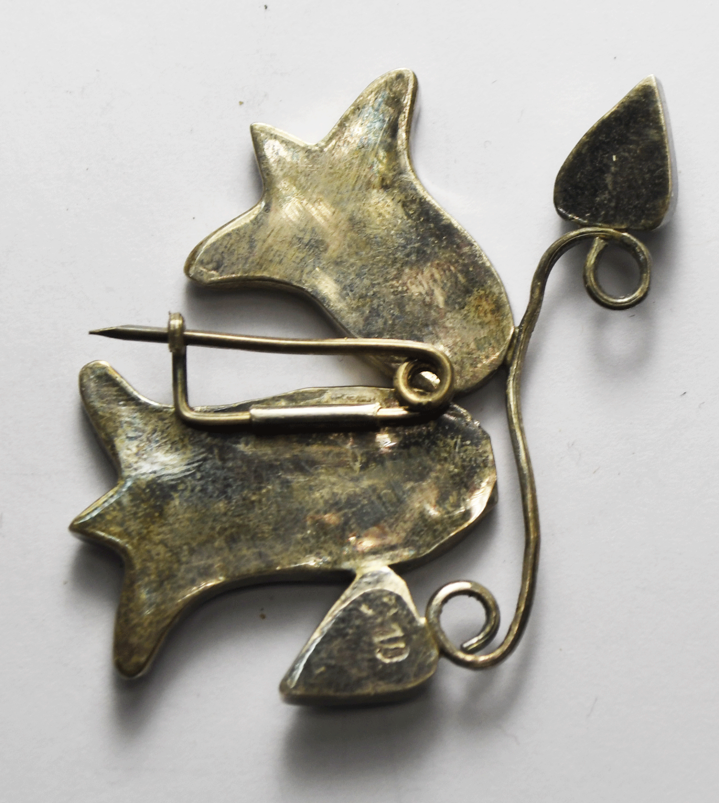 Silver Plated Lapis Coral Turquoise Tulip Brooch Pin 54mm x 34mm