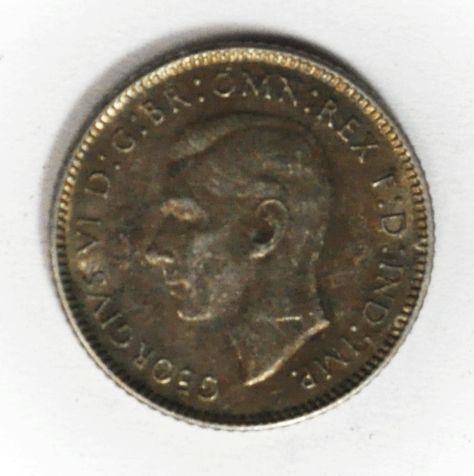 1942 D Australia 6 Six Pence Silver Coin KM#38 Uncirculated