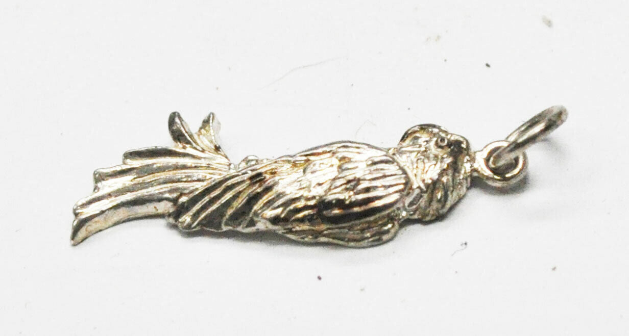 Sterling Silver Parrot Macaw Bird Charm 41mm x 9mm