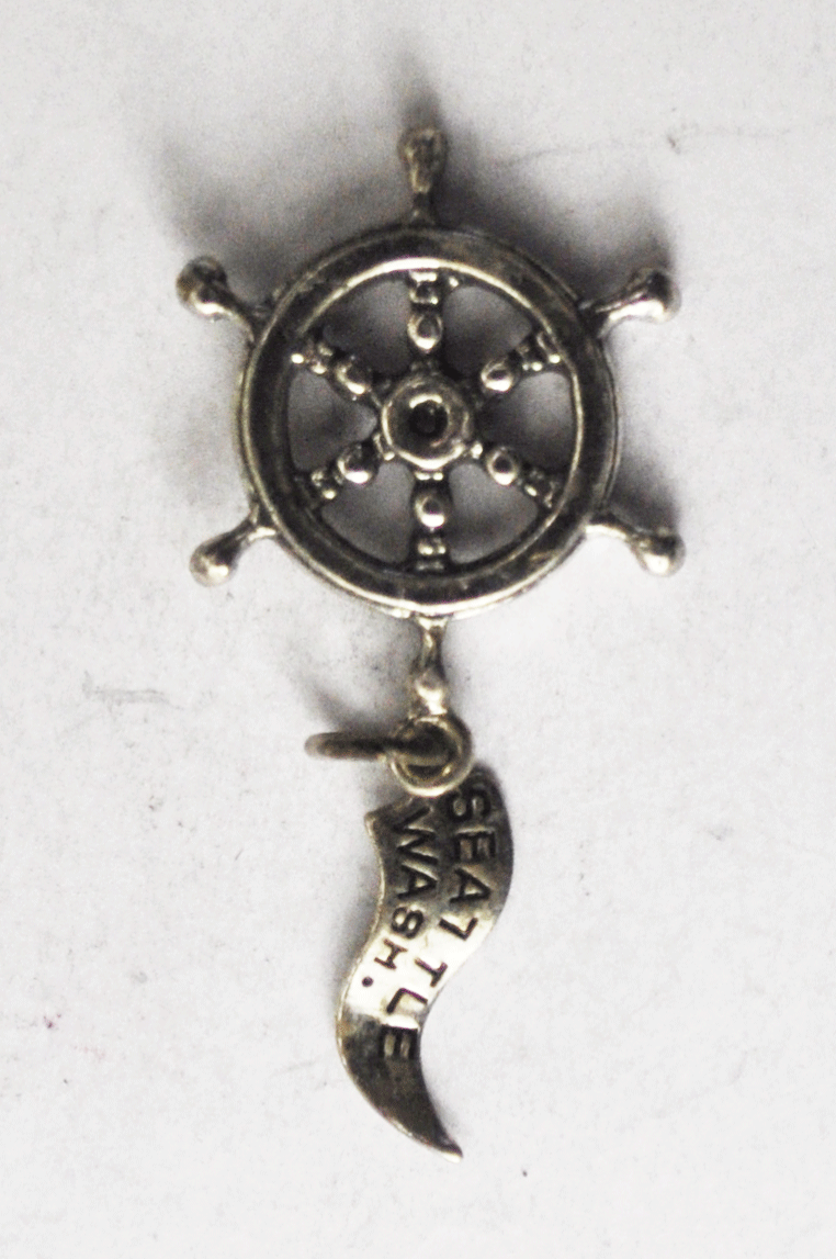 Sterling Silver Seattle Washington Ship's Wheel Charm 26mm JP