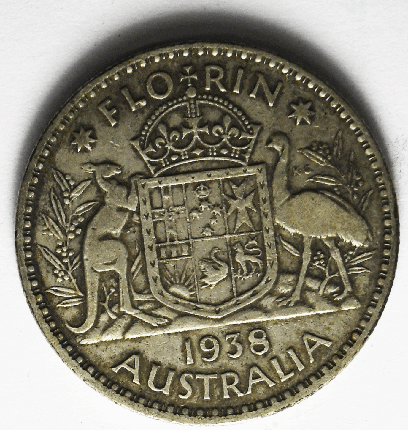 1938 Australia Florin Silver Coin KM# 40