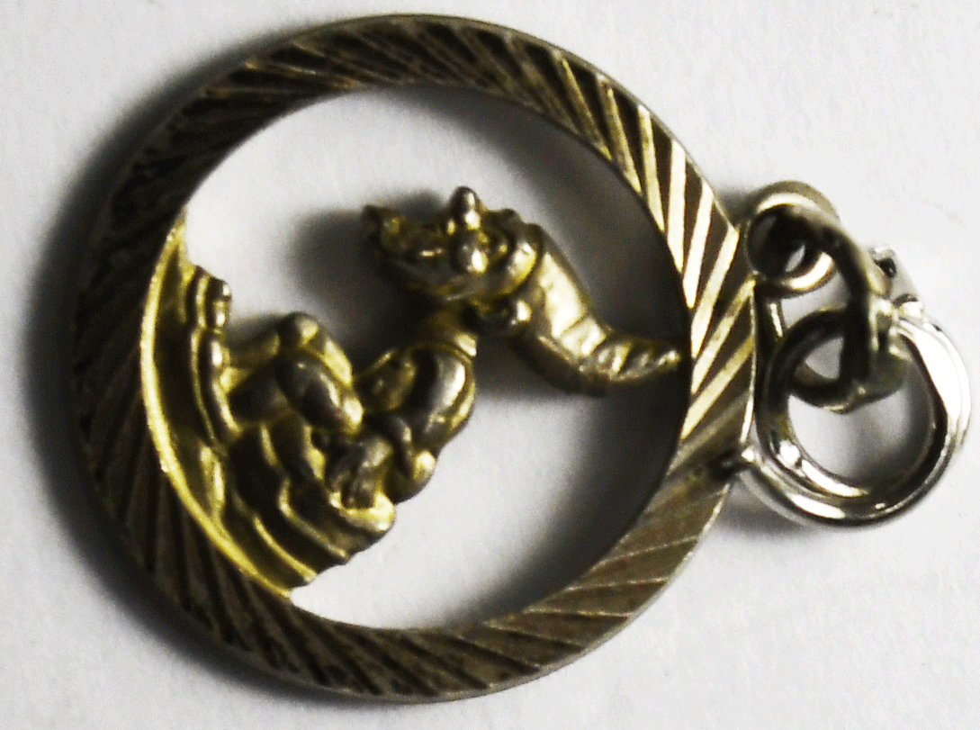 Sterling GJ Ltd England Gnome Pixie Round Disc Charm 13mm x 21mm