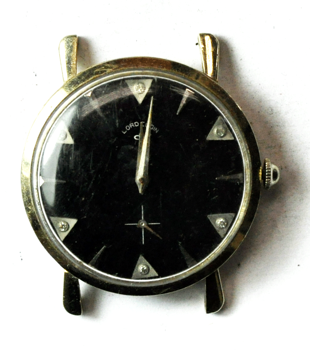 Vintage Lord Elgin 718 23J Manual Wind 14k Solid White Gold Wristwatch 33mm
