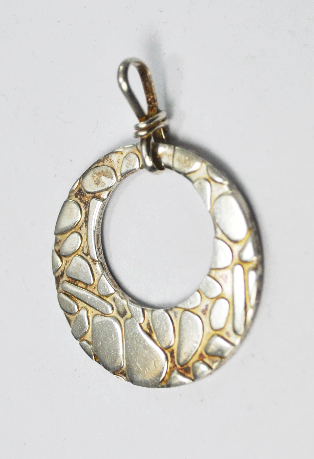 Sterling Stone Giraffe Pattern Round Hoop Dangle Charm 1-7/8" Leopard Print