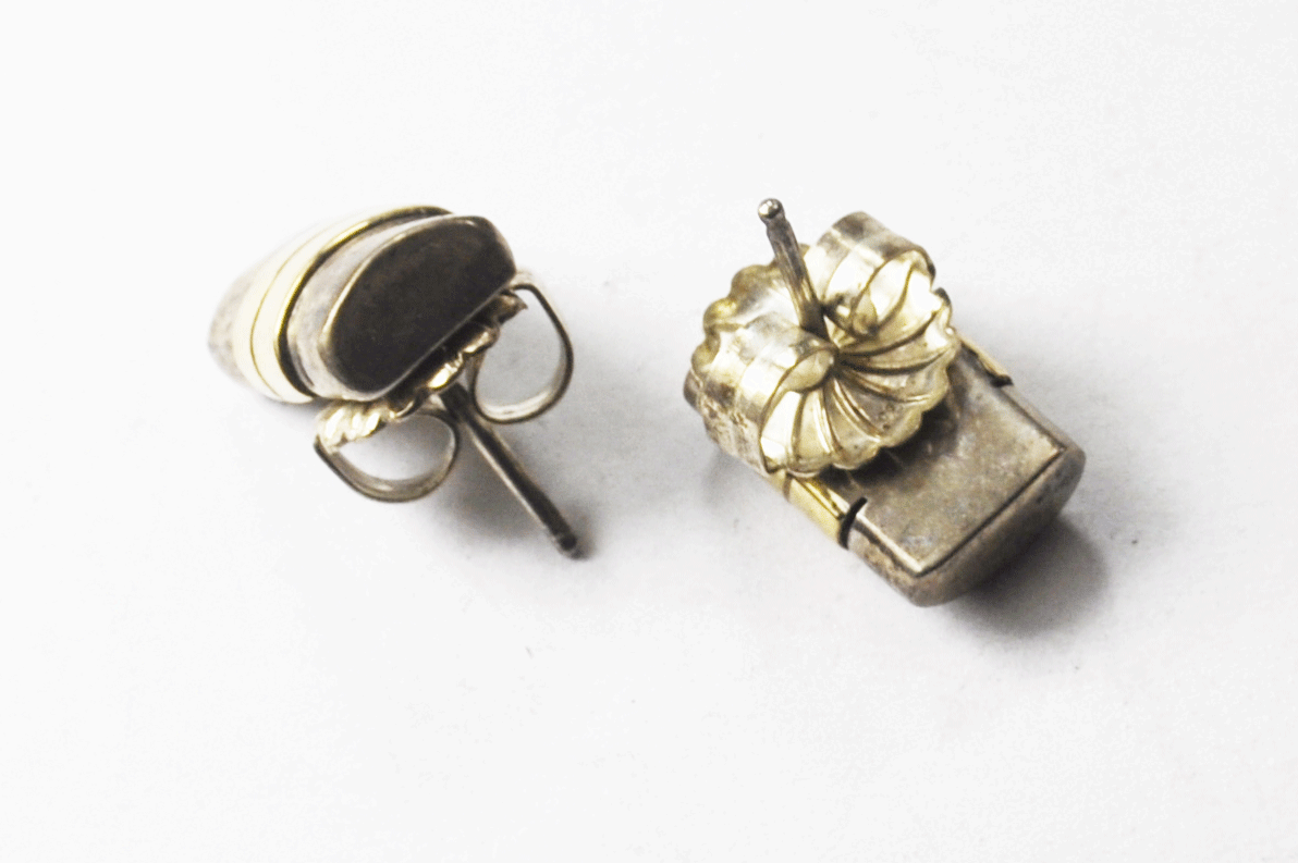Sterling Silver J Nez 14k Two Tone Watch Link Earrings 8mm x 13mm
