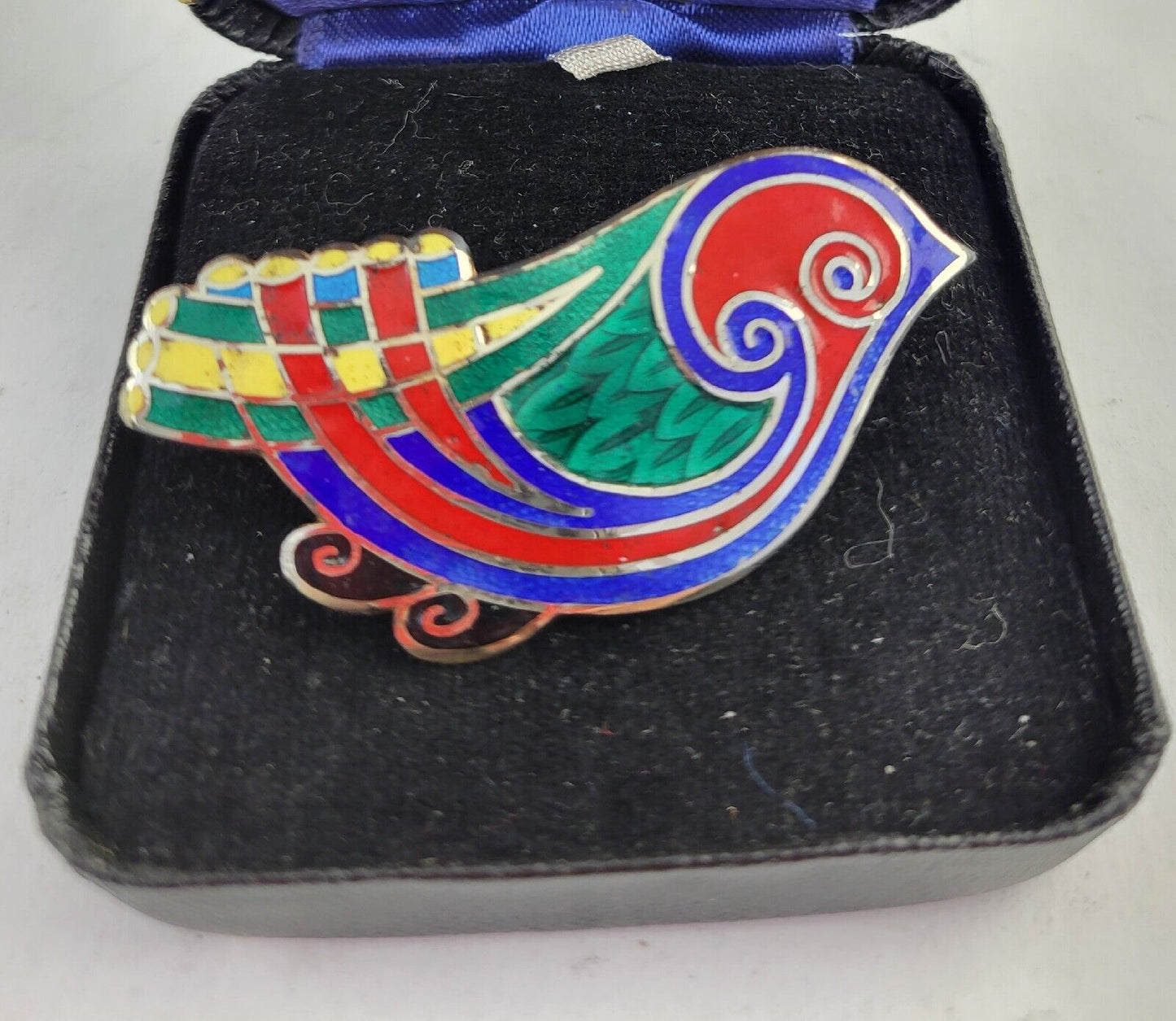 Tara Ware Dublin Ireland Celtic Sterling Guilloche Enamel Bird Brooch Boxed
