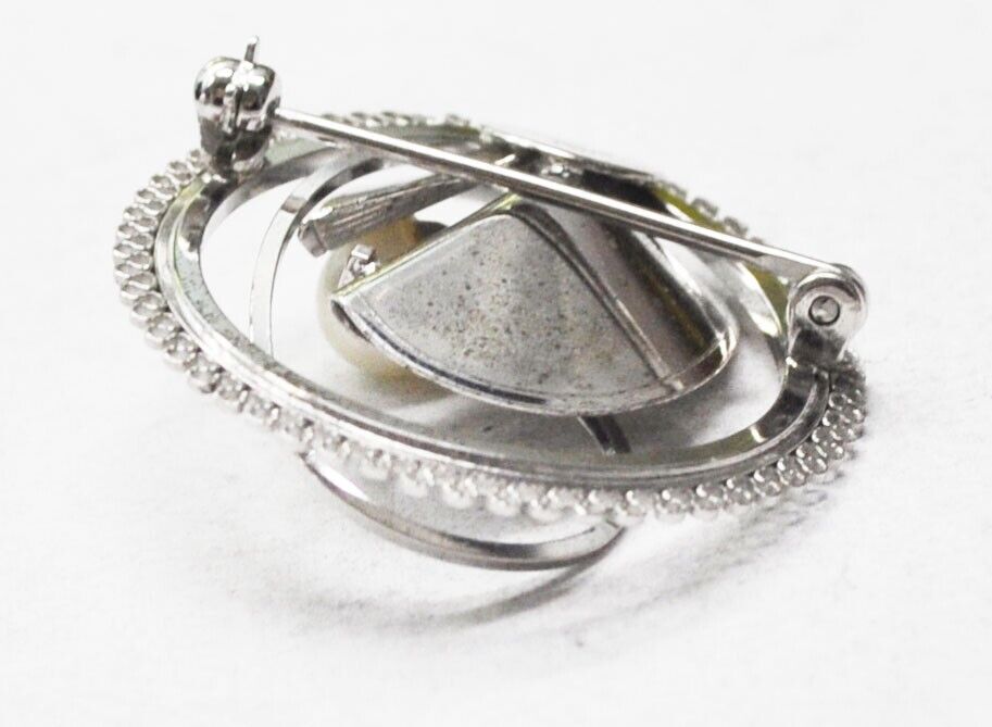 Sterling Silver DCE Curtis Designs Round Pearl Brooch Pin 31mm