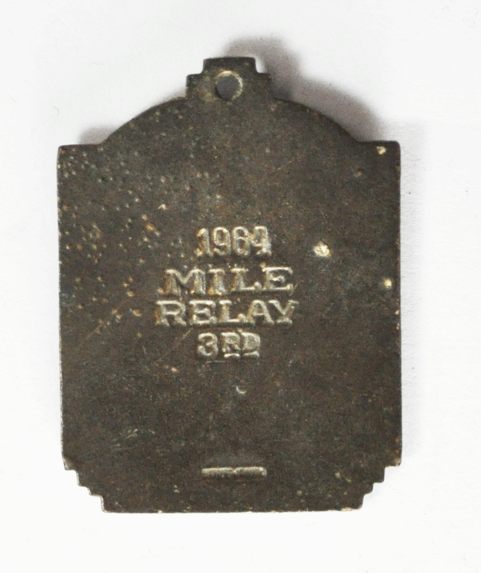 1964 Mile Relays 3rd Bronze Medal Pendant Coumbus Herff Jones 34mm x 25mm